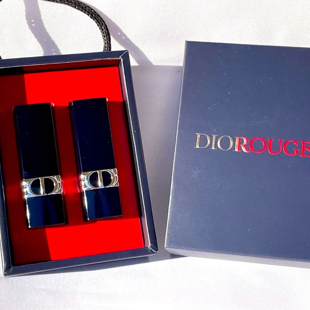 Dior Rouge Lipstick Twin Set-999 Velvet&100 Nude Matte,Shea Butter-2pc-BOXED-NEW - Picture 2 of 15